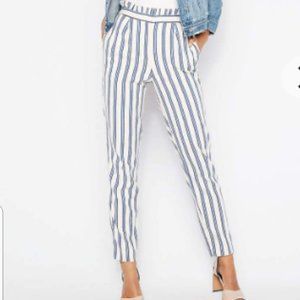 High Waist Strip Ruffles Pants